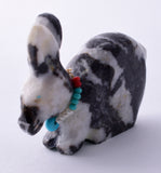 White and Black Marble Zuni Rabbit Fetish by Alvin Lamy - 5L09C