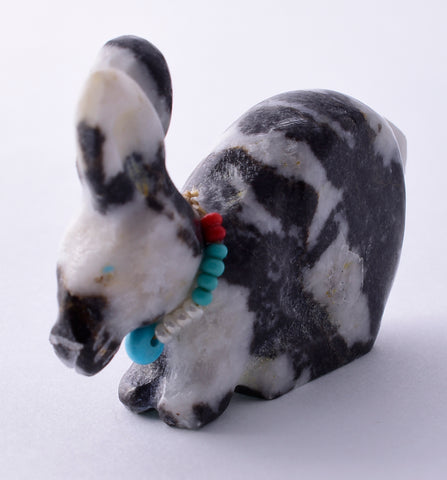 White and Black Marble Zuni Rabbit Fetish by Alvin Lamy - 5L09C