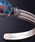 Silver & Egyptian Turquoise Navajo Handmade Bracelet 3F05Y