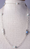 Silver & Golden Hills Turquoise Fresh Pearl Navajo Necklace by Erick Begay 5H03P