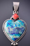 Balboa Blue Azurite Heart shaped Pendant Navajo 3J22Z