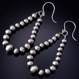 Silver Navajo Pearls Loop Earrings by Rena Begay 5G18M