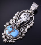Silver & Golden Hills Turquoise White Buffalo Navajo Pendant - Erick Begay 5H03H