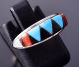 Size 5 Silver & Turquoise Multistone Zuni Inlay Ring by Ceena Weebothee 4B21J