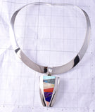 Vintage Silver Multistone Laguna Pueblo Inlay Necklace Set - Frank Carillo 6F09F