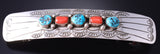Silver & Turquoise w/ Coral Navajo Handmade Barrette by Joann Silver 6B14S