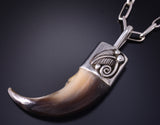 Silver Bear Claw "We were here" Navajo Handmade Pendant by Erick Begay 5G12X