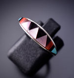 Size 9 Zuni Multistone Inlay Silver Ring by Tammie Qualo 6K27T