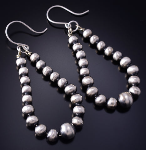 Silver Navajo Pearls Loop Earrings by Rena Begay 5G18M