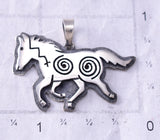 Silver Hopi Overlay Running Free Horse Pendant by Gerald Lomaventema 6G29C
