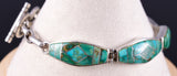 Vintage Silver & Turquoise Navajo Inlay Link Bracelet 5L17E