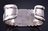 Vintage Silver & Coral Row Navajo Handmade Sway Bracelet 5K17C