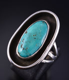 Vintage Size 7-1/2 Silver & Turquoise Navajo Ring stamped JB 5K10N