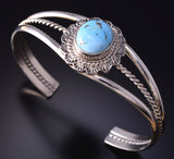 Silver & Golden Hills Turquoise Navajo Handmade Bracelet Thomas Francisco 5J18T
