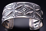 Silver Navajo Handstamped Concho Stars Bracelet by Roland Dixson 6D07A