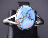 Size 8 Silver & Golden Hills Turquoise Navajo Ring by Genevieve Francisco 6D27Q