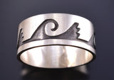 Size 10-3/4 Silver Navajo Handmade Water Flow Ring by Lester Gene 5L25W