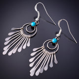 Silver & Kingman Turquoise Navajo Dazzler Earrings by Pamela Armstrong 6F17T