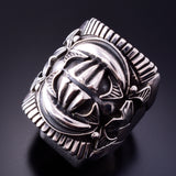 Size 12 Silver Navajo Handmade Concho Ring by Derrick Gordon 4A31M