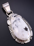 Silver & White Buffalo Turquoise Navajo Pendant by Norvin Johnson 5L05E