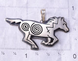 Silver Hopi Overlay Running Free Horse Pendant by Gerald Lomaventema 6G29L