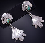 Silver & Turquoise Navajo Handstamped Earrings by Genevieve Francisco 5G16G