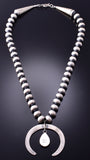 Silver & Turquoise Modern Navajo Squash Blossom Necklace by Jan Mariano 3K31U
