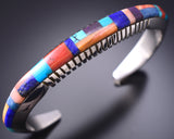 Vintage Silver Multistone Navajo Inlay Bracelet by Lynol Yellowhorse 6H31M