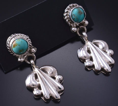 Silver & Turquoise Navajo Handmade Earrings by Annette Chiquito 5G18O