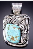 Vintage Silver & Turquoise Navajo Eagle Feathers Pendant by Les Baker 6D28D