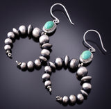 Silver & Turquoise Navajo Pearls Horseshoe Earrings by Grace Kenneth 3J22N