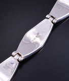 Vintage Silver & Turquoise Navajo Inlay Link Bracelet 5L17E