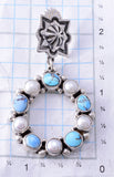 Silver & Golden Hills Turquoise & Pearl Navajo Circle Earrings by Erick Begay 3H20C