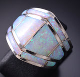 Size 6-1/2 Cigar Band Opal Navajo Inlay ring by Andrew Enrico 6K22G