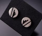 Silver Hopi Handmade Basket Design Post Earrings by Timothy Mowa 3F19Q