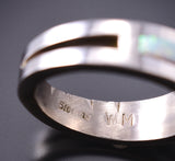 Size 9 Silver & Opal Navajo Inlay Ring by Wilbert Muskett Jr. 6D27H