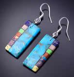 Turquoise Santo Domingo Handmade Medium Earrings by Mary Louise Tafoya 3G07O