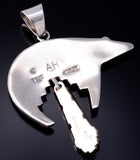 Silver & Turquoise Multistone Navajo Inlay Bear Pendant by Aldora Henry 5L13H