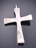 Silver & Turquoise Zuni Handmade Cross Pendant by C. Iule 3F10Z