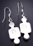 Silver & Turquoise w/ Coral Navajo Dangle Earrings by Gary Shorty 5G18F