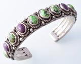 Silver & Sugilite & Gaspeite Navajo Row Bracelet by Erick Begay 3H20P