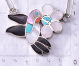 Vintage Silver Multistone Zuni Hummingbirds Necklace Earring Set W & E Gia 6F22D