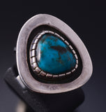 Vintage Size 5-1/2 Silver & Bisbee Turquoise Navajo Handmade Ring by Kee Yazzie 5K10T