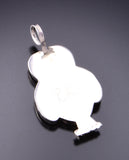 Silver Multistone Zuni Inlay Owl Pendant by Regina Kallestewa 3F19T