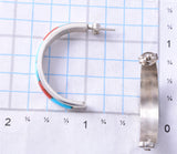 Silver & Turquoise w/ Coral Navajo Inlay Half Hoop Earrings Wilbert Musket 6B14J