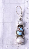 Silver & Golden Hills Turquoise Fresh Pearl Navajo Earrings by Erick Begay 5H02F