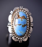 Size 5-1/2 Navajo Silver and Golden Hills Turquoise Ring by Norvin Johnson 6K27Z