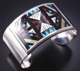 Silver & Turquoise Multistone Zuni Inlay Bracelet by Leander & Lisa Othole 6D07E