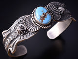 Silver & Golden Hills Turquoise Navajo Concho Bracelet by Kevin Billah 5J18L