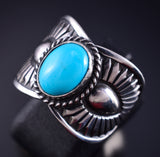 Size 7 Silver & Turquoise Navajo Handmade Ring by Derrick Gordon 5K10X